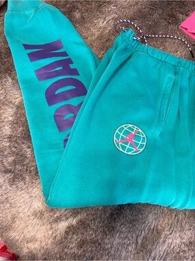 Jordan Teal Sweatpants with Purple Leg Logo